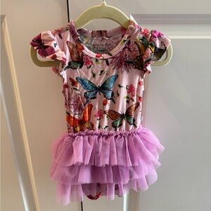 Posh Peanut watercolor butterfly collection tulle bodysuit dress. Size 12-18 mo.